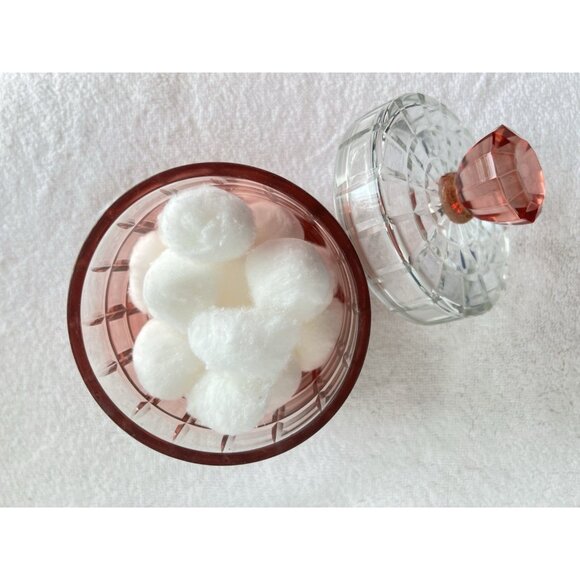 Pink Ombre Glass Vanity Jar 6.5"H x 4"D Storage Container Bathroom Dresser - Picture 7 of 8